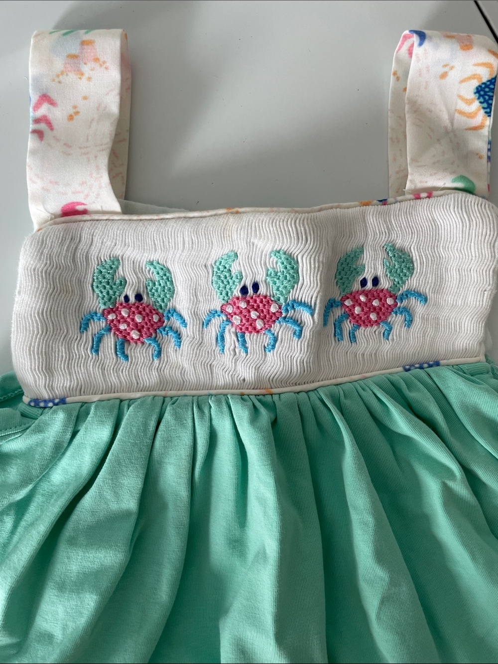 Aqua & Seashell Ruffle Baby Dress Set - Picture 2 of 5